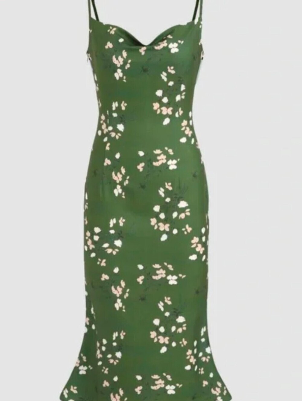 Cider Green Floral Slip Midi Dress with spaghetti straps. - Picture 2 of 6